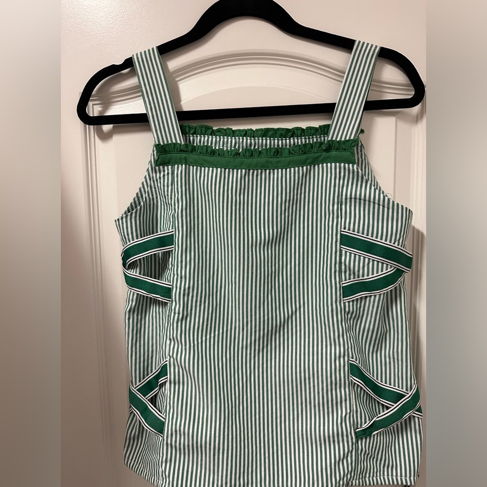 Plains and Prints Green and White Striped Top Women’s Size 4
